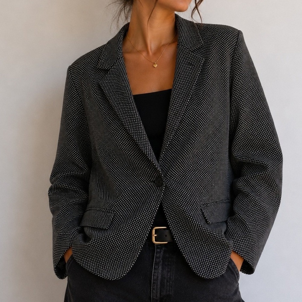 Liz Claiborne Career XXL Blazer Jacket Black White‎ Office Core Business Casual